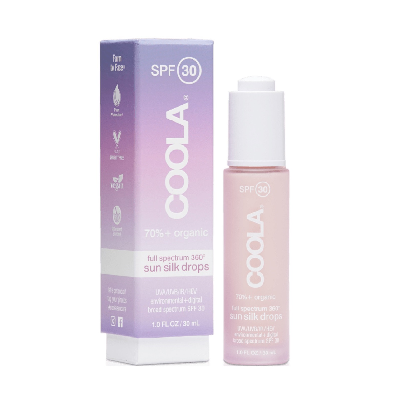 Coola Classic Full Spectrum 360 Sun Silk Drops Organic Face Sunscreen SPF30 1oz Coola Classic Full Spectrum 360 Sun Silk Drops Organic Face Sunscreen SPF30 30ml