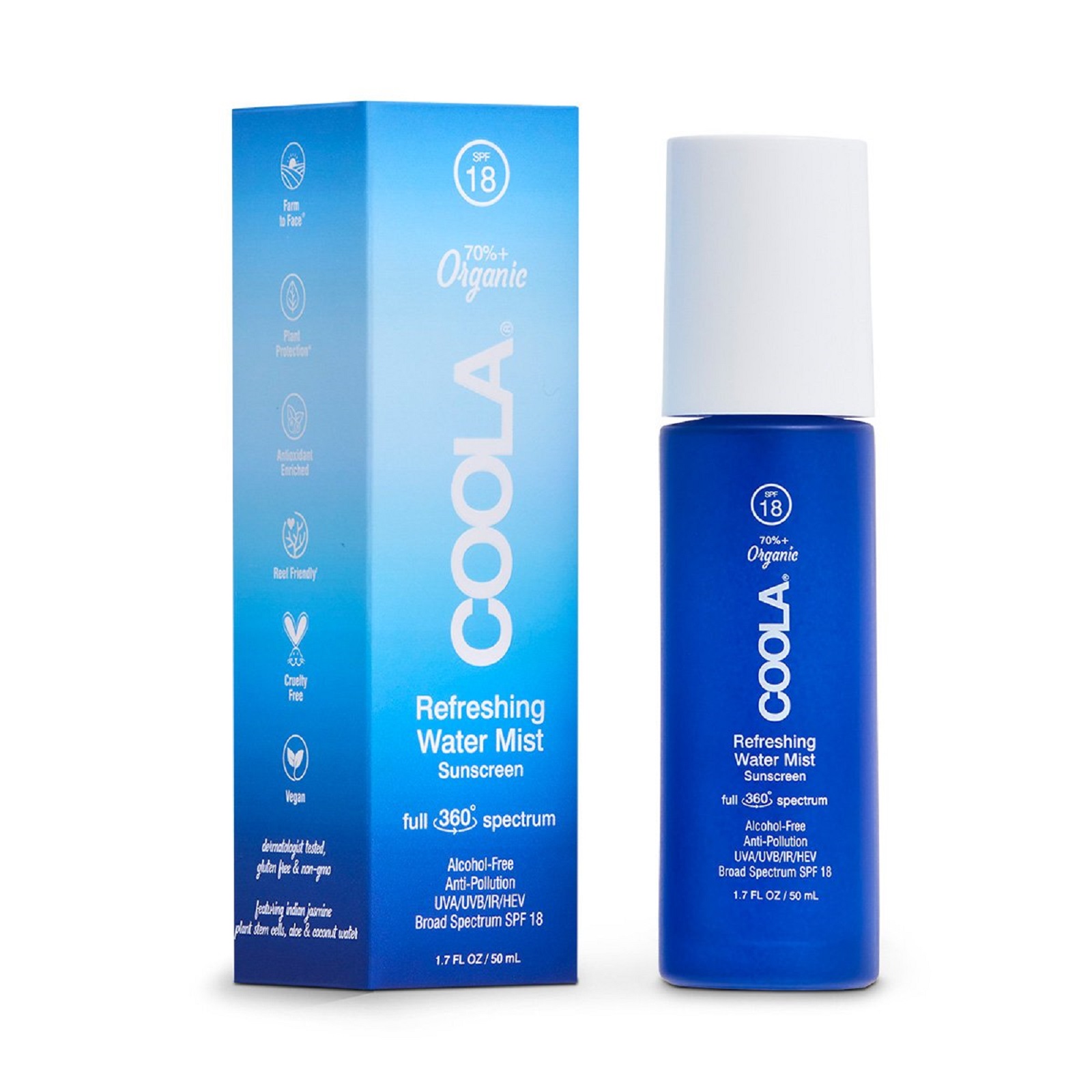 Coola Full Spectrum 360 Refreshing Water Mist Organic Face Sunscreen SPF18 17oz Coola Full Spectrum 360 Refreshing Water Mist Organic Face Sunscreen SPF18 50ml